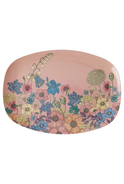 Melamine ovaal bord Flower Collage soft pink