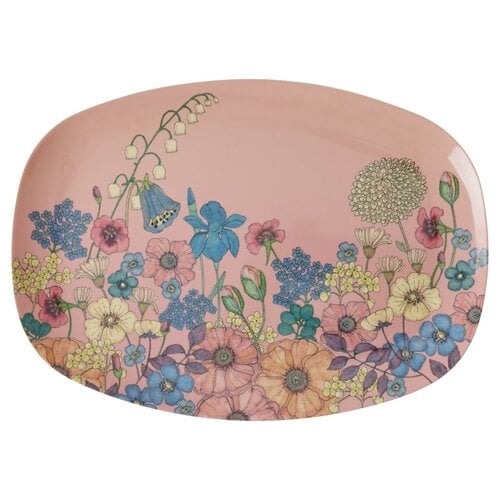 Rice Melamine ovaal bord Flower Collage soft pink