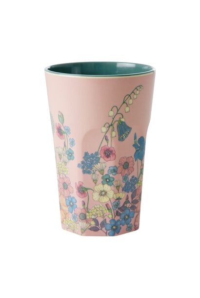 Melamine Tall beker Flower Collage soft pink