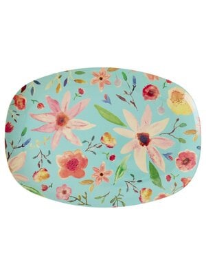 Rice Melamine ovaal bord Selma Flower mint