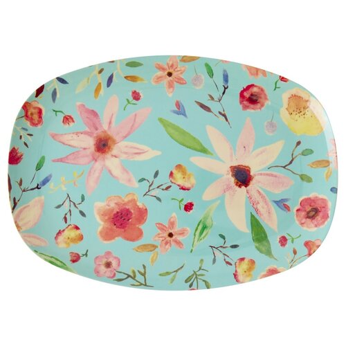 Rice Melamine ovaal bord Selma Flower mint