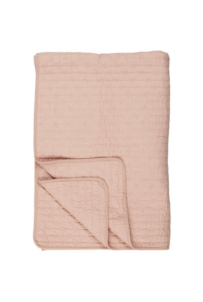 Plaid / Quilt light pink met cross-stitches 130x180cm - 100% cotton