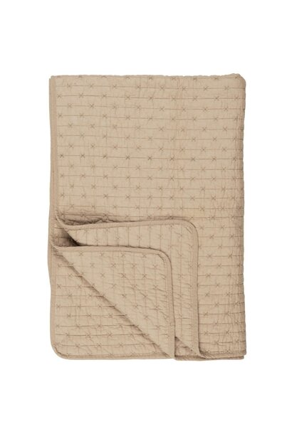 Plaid / Quilt linen coloured met cross-stitches 130x180cm - 100% cotton