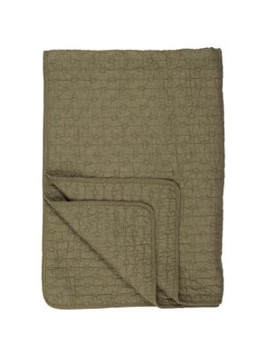 IB Laursen Plaid / Quilt olive met cross-stitches 130x180cm - 100% cotton