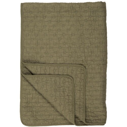 IB Laursen Plaid / Quilt olive met cross-stitches 130x180cm - 100% cotton