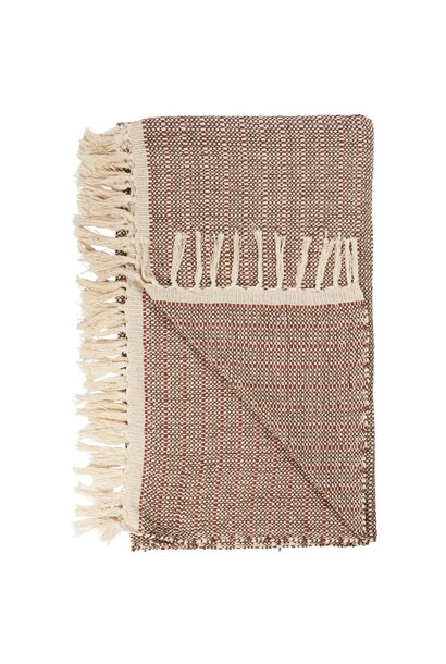 Plaid natural/brown/rust stripes 130x160cm - 100% cotton