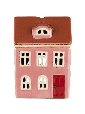 IB Laursen Theelicht houder House Nyhavn arched dormer window red door - W: 9 H: 15,5 L: 11cm