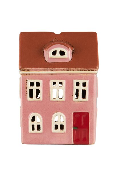 Theelicht houder House Nyhavn arched dormer window red door - W: 9 H: 15,5 L: 11cm