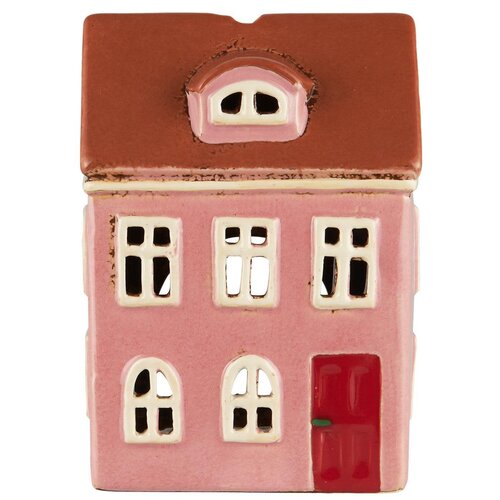 IB Laursen Theelicht houder House Nyhavn arched dormer window red door - W: 9 H: 15,5 L: 11cm