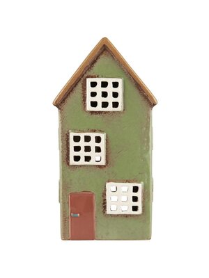 IB Laursen Theelicht houder House Nyhavn brown door - W: 8 H: 21,5 L: 11cm