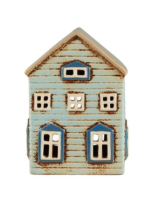 IB Laursen Theelicht houder House Thorshavn brown door on side - W: 9 H: 15,8 L: 11cm