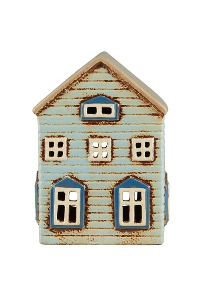 Theelicht houder House Thorshavn brown door on side - W: 9 H: 15,8 L: 11cm