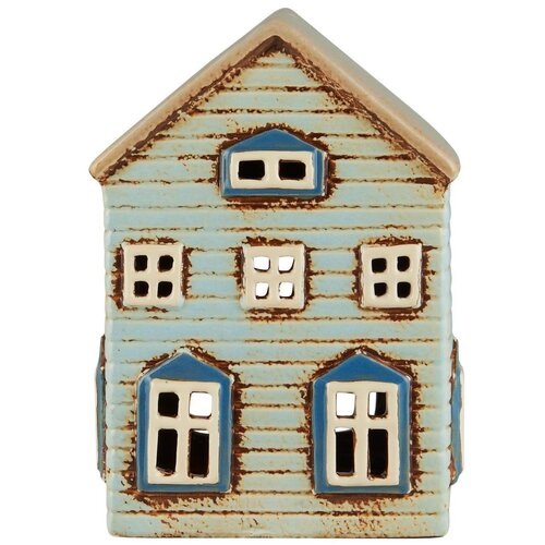 IB Laursen Theelicht houder House Thorshavn brown door on side - W: 9 H: 15,8 L: 11cm