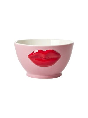 Rice Aardewerk kom embossed Lips pink 600ml