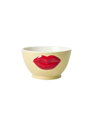 Rice Aardewerk kom small embossed Red Lips  cream 250ml