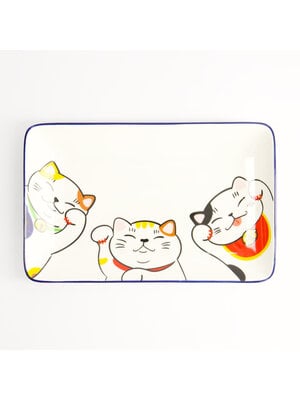 Tokyo Design Studio Bord rechthoek Kawaii Lucky Cat white 21x13.5cm