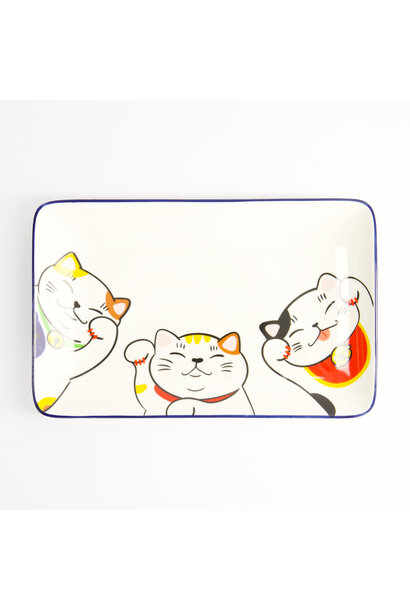 Bord rechthoek Kawaii Lucky Cat white 21x13.5cm