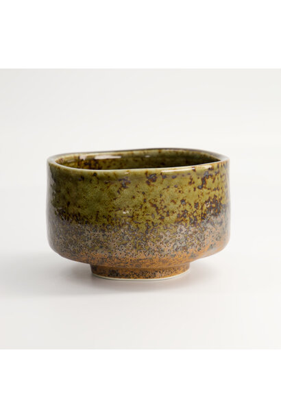 Matcha bowl green brown 12x7.5cm 500ml