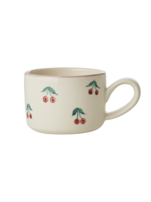 Rice Cappuccino kop Cherries 200ml - handpainted aardewerk