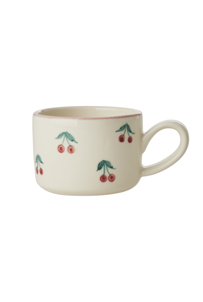 Cappuccino kop Cherries 200ml - handpainted aardewerk