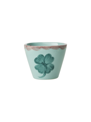 Rice Espresso mok ovaal Good Luck Clover 70ml - handpainted aardewerk
