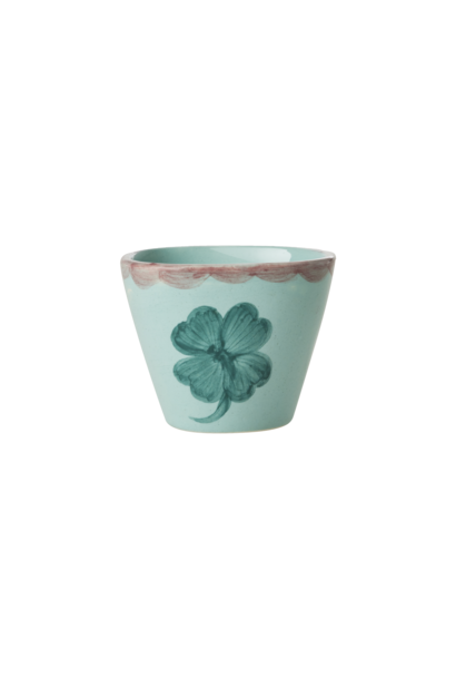 Espresso mok ovaal Good Luck Clover 70ml - handpainted aardewerk
