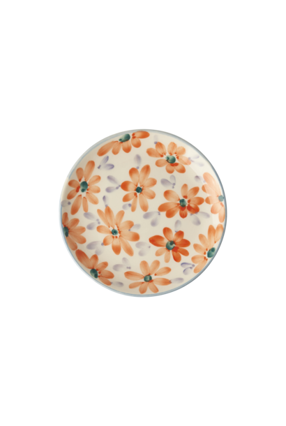 Gebaks bord Flowers orange D:15cm - handpainted aardewerk