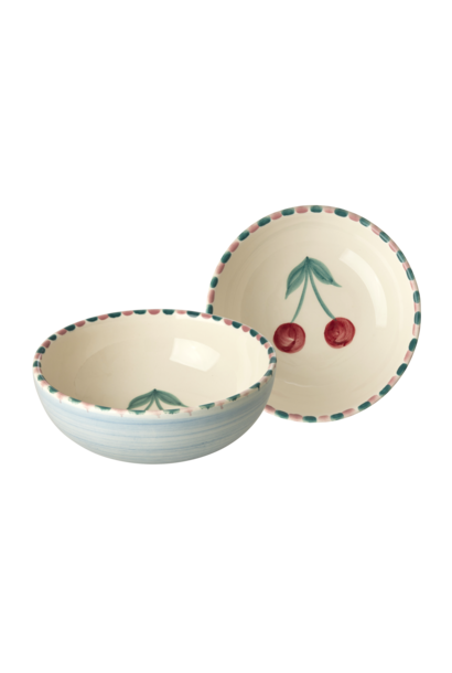 Kom 350ml Cherry blue - handpainted aardewerk