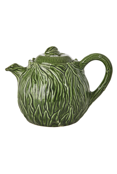 Theepot embossed Kale design 1,6ltr - handpainted aardewerk