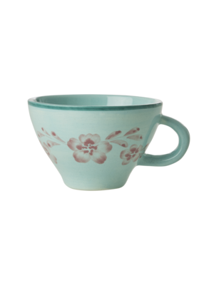 Rice Thee kop Flower Vine 150ml - handpainted aardewerk