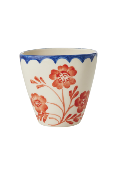 Mok ovaal Vintage Flower 300ml - handpainted aardewerk