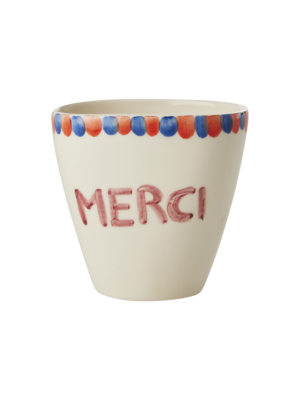 Rice Mok ovaal Merci 300ml - handpainted aardewerk
