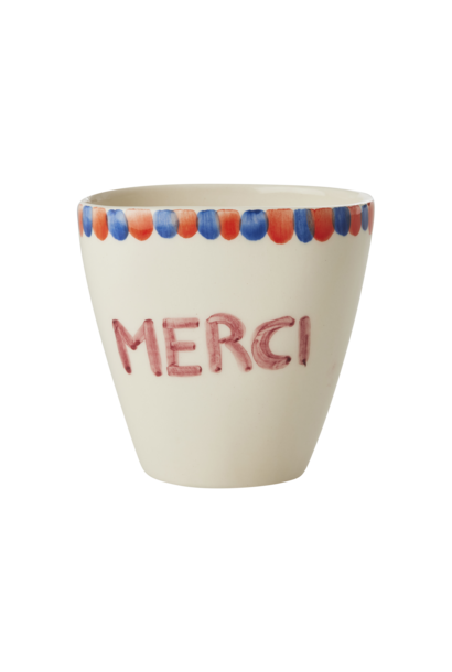 Mok ovaal Merci 300ml - handpainted aardewerk