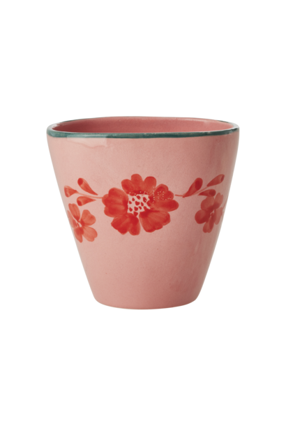 Mok ovaal Flower Vine orange 300ml - handpainted aardewerk