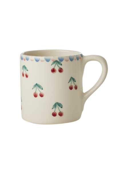 Mok Cherries 420ml - handpainted aardewerk