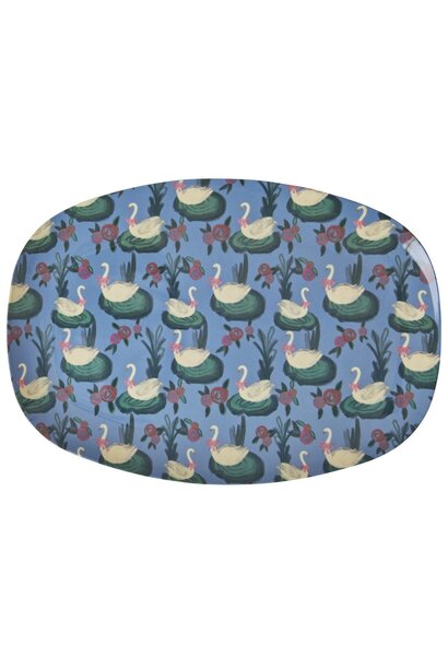 Melamine ovaal bord with Swan Lake