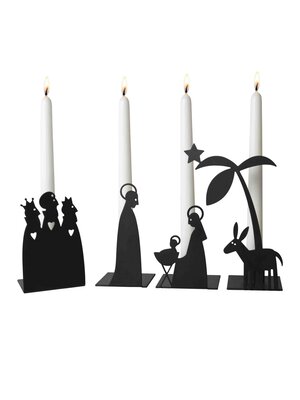 Pluto Design Kandelaar Kerststal / Crib / advent set/4 zwart metaal