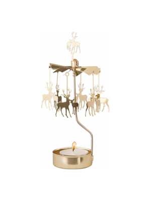 Pluto Design Theelicht houder draaiend / Angel chime Deer & kid gold