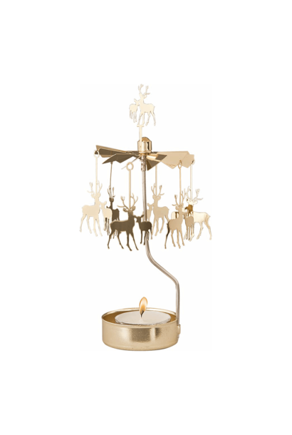 Rotary tea light holder / Angel chime Deer & kid gold