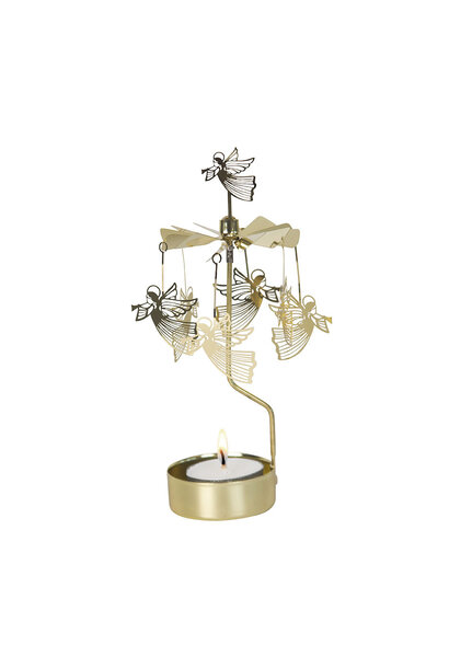 Rotary tea light holder / Angel chime Flying angel gold