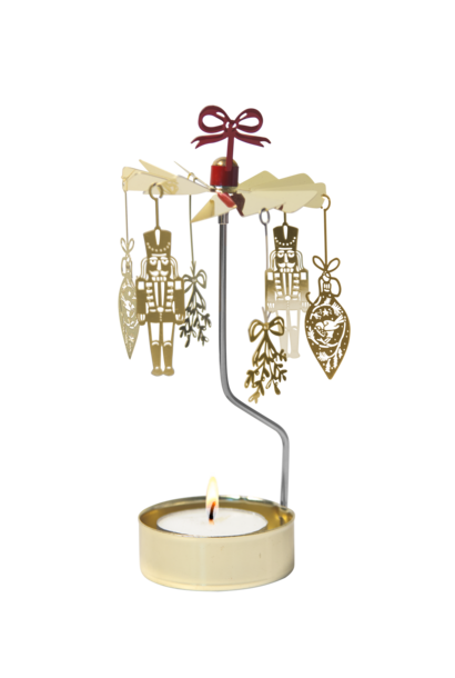 Theelicht houder draaiend / Angel chime Noel gold