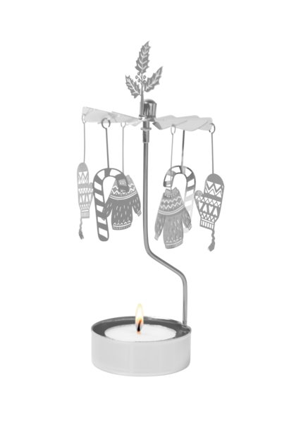Rotary tea light holder / Angel chime Winter silver