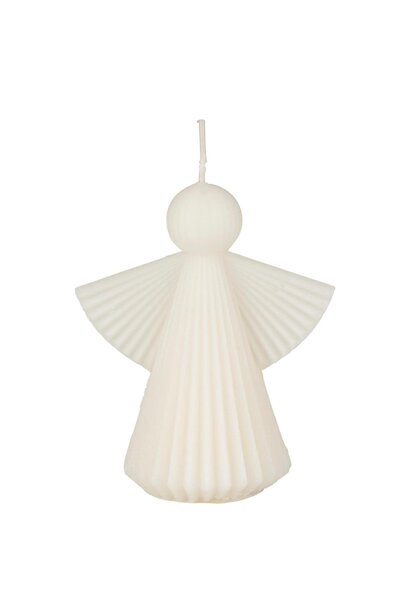 Kaars Engel / Angel wit gegroefd - W:5,5 H:10 L:8,3cm