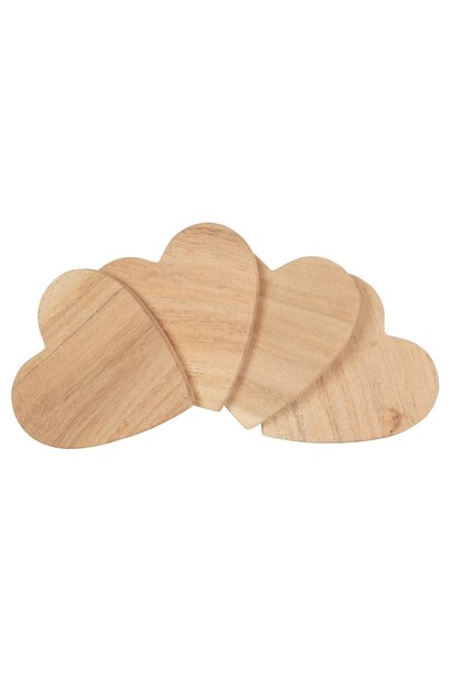 Onderzetter Hart acacia hout set/4