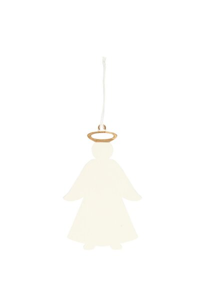 Engel / Angel wit met gouden halo  - metaal