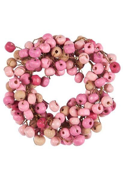 Kransje 2.2 cm light pink wooden beads handmade inside Ø:3cm