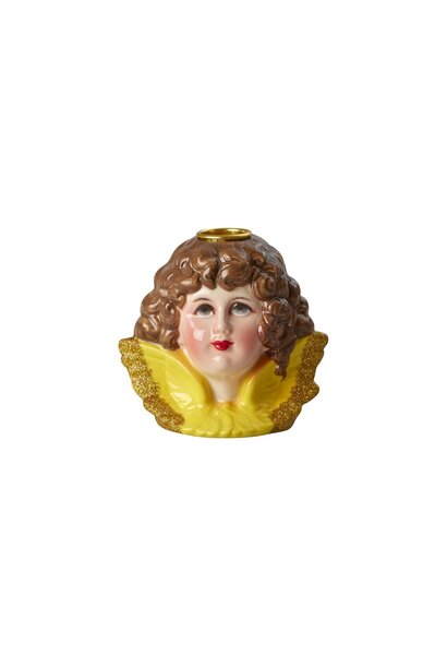 Kandelaar Angel hoofd met Glitter Wings yellow