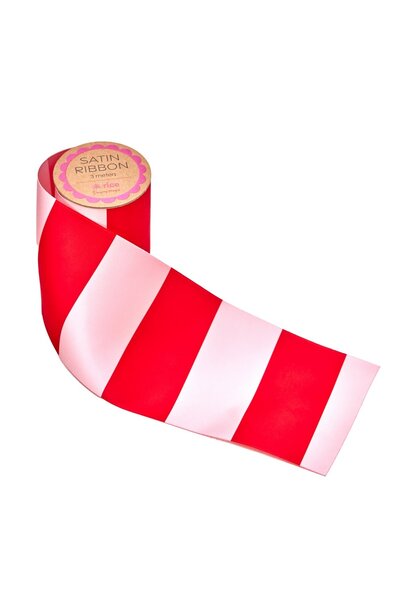 Satijn band Pink and Red stripes - 3mtr