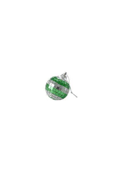 Disco bal 5cm dark green and silver stripes
