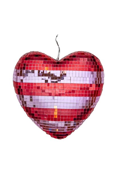 Disco bal Heart large Red and Pink Stripes